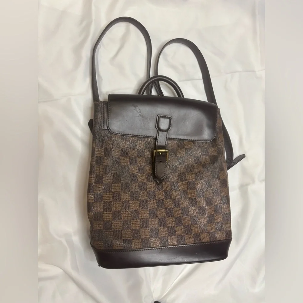 Louis Vuitton Damier Ebene Coated Canvas Soho Backpack